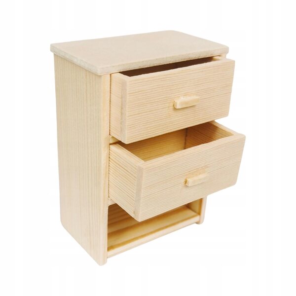 Szafka nocna 1:12 in legno miniatura per casa delle bambole decorazione scena