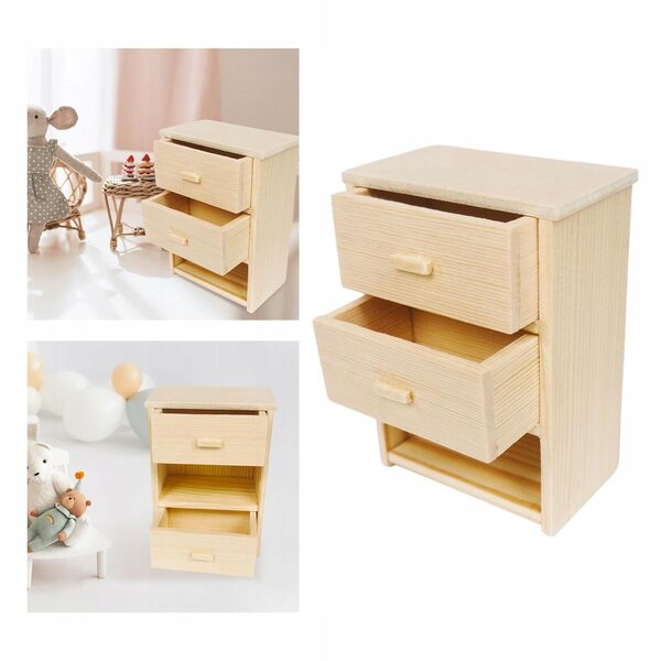 Szafka nocna 1:12 in legno miniatura per casa delle bambole decorazione scena