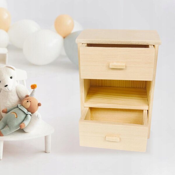 Szafka nocna 1:12 in legno miniatura per casa delle bambole decorazione scena
