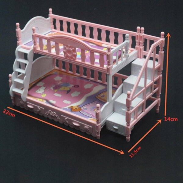 Letto a castello in legno per casa delle bambole, decorativo e resistente