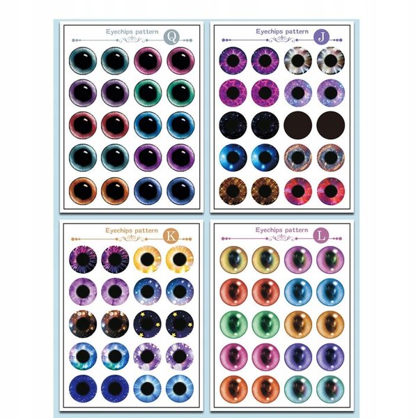 Lot de 9 feuilles avec 90 éclats d'oeil pour poupées Blythe 1/6 sans colle