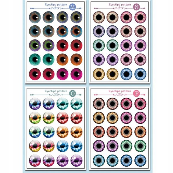 Lot de 9 feuilles avec 90 éclats d'oeil pour poupées Blythe 1/6 sans colle