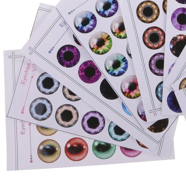 Lot de 9 feuilles avec 90 éclats d'oeil pour poupées Blythe 1/6 sans colle