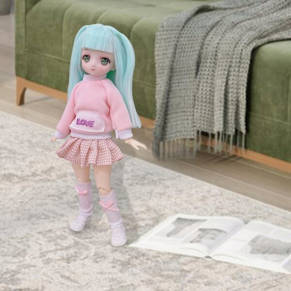 30 cm große BJD-Puppe mit 21 beweglichen Gelenken und elegantem Kleid für Mädchen