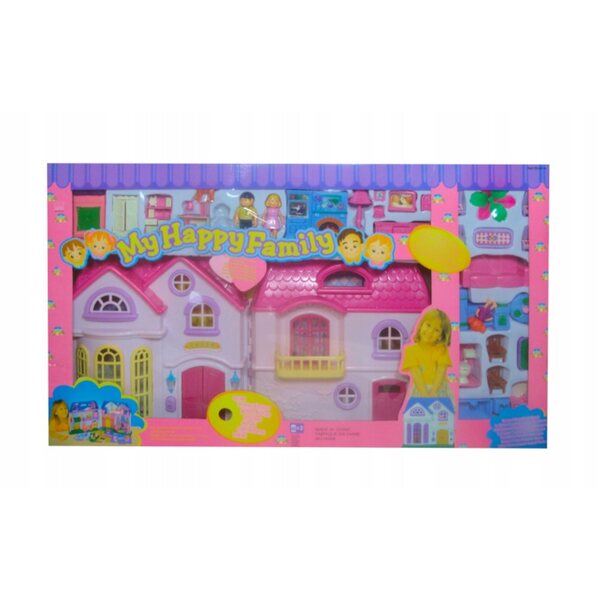 Casa delle bambole svedese, rosa pastello, con accessori, 51 cm