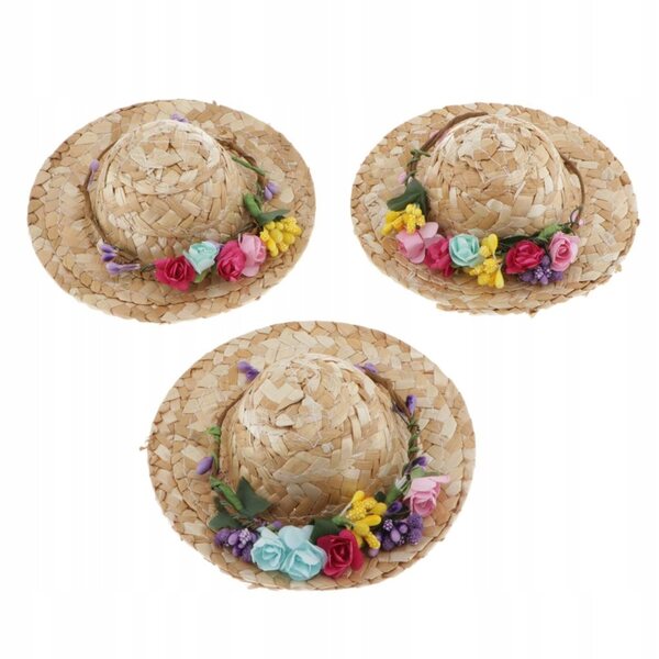 Set 3 Cappelli di Paglia 1/4 per Bambole BJD da 17 Pollici Modelli MSD