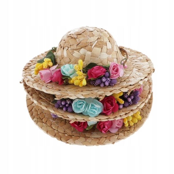Set 3 Cappelli di Paglia 1/4 per Bambole BJD da 17 Pollici Modelli MSD