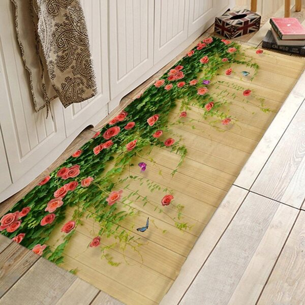 Gelbe dekorative rutschfeste Matte 40x120 cm für Schlafzimmer und Badezimmer aus Flanell