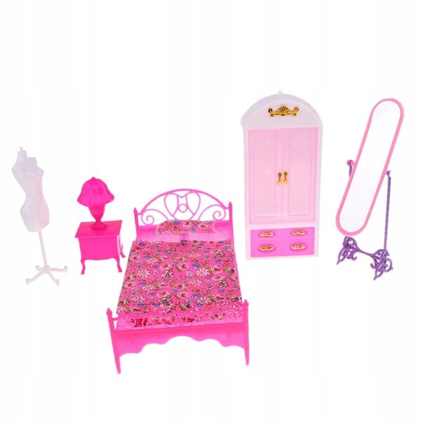 Miniatuur slaapkamermeubelset voor 1/6 houten poppenhuis