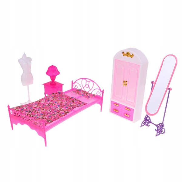 Miniatuur slaapkamermeubelset voor 1/6 houten poppenhuis