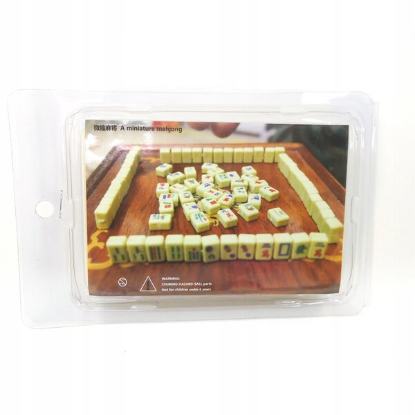 Miniature Mahjong-sæt 1:12 med bord og 4 taburetter til dukkehus