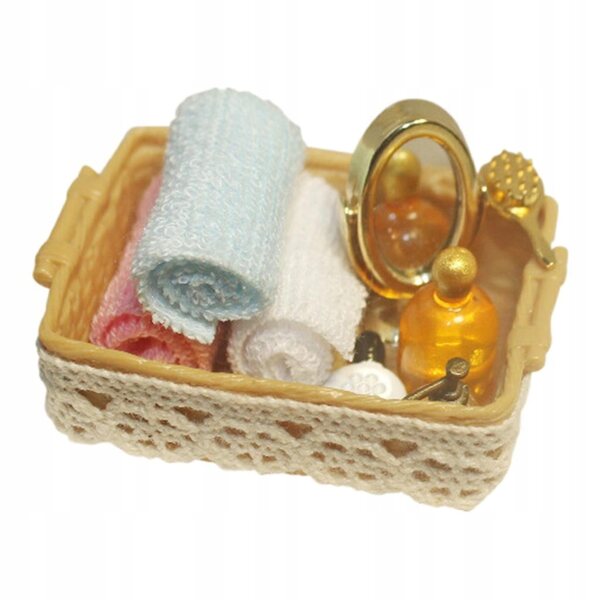 Miniatura cestino bagno per casa delle bambole in scala 1:12 e 1:6, tessuto e resina