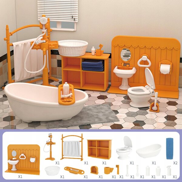 Miniatur-Badezimmermöbel-Set für Puppenhäuser 1:12 mit diversem Zubehör