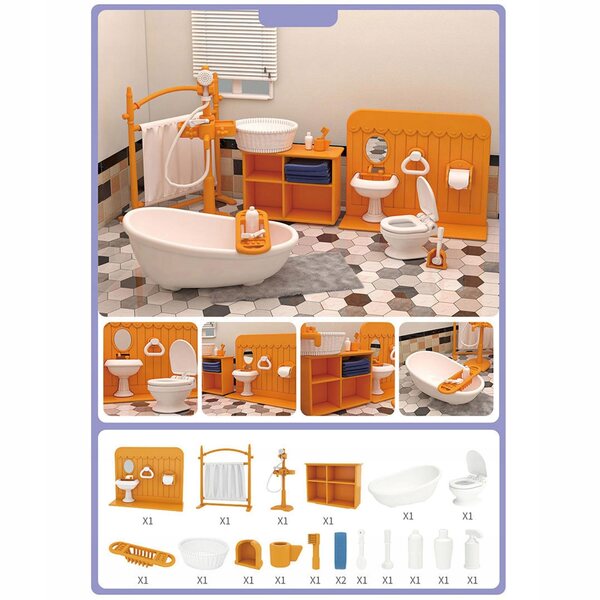 Miniatur-Badezimmermöbel-Set für Puppenhäuser 1:12 mit diversem Zubehör