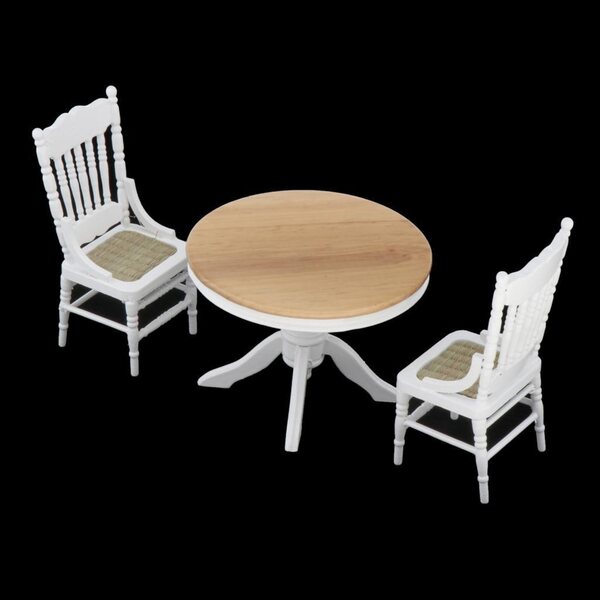 Mini mobili 1:12 per casa delle bambole set 3 sedie in legno di qualità