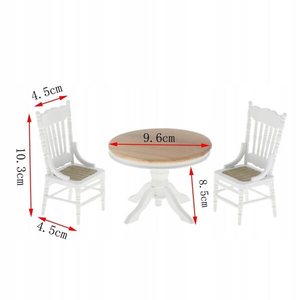 Mini mobili 1:12 per casa delle bambole set 3 sedie in legno di qualità