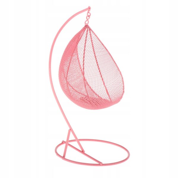 Casa delle bambole in metallo in scala 1:12 con altalena rosa e mobili in miniatura