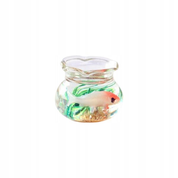 Miniatura casa per bambole 1:12 con acquario rotondo in vetro borosilicato