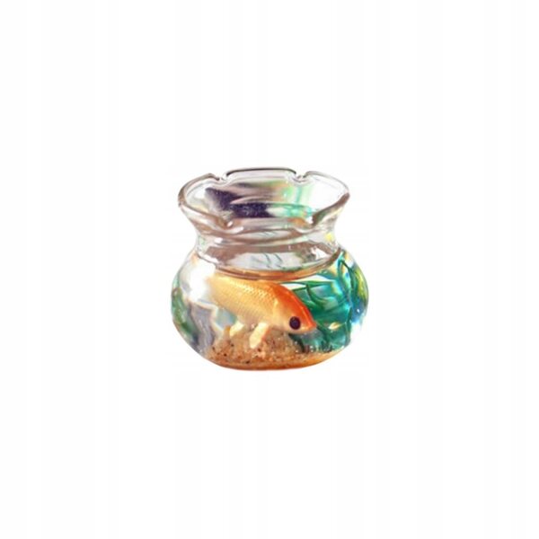 Miniatura casa per bambole 1:12 con acquario rotondo in vetro borosilicato