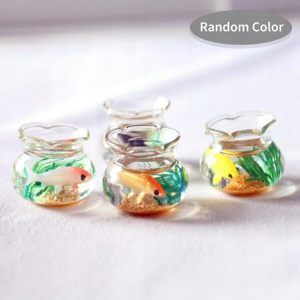 Miniatura casa per bambole 1:12 con acquario rotondo in vetro borosilicato