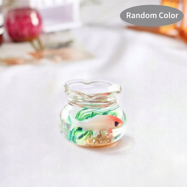 Miniatura casa per bambole 1:12 con acquario rotondo in vetro borosilicato