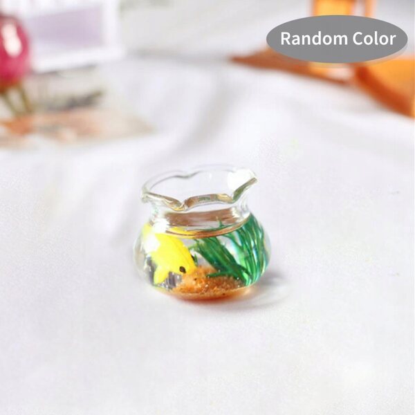 Miniatura casa per bambole 1:12 con acquario rotondo in vetro borosilicato