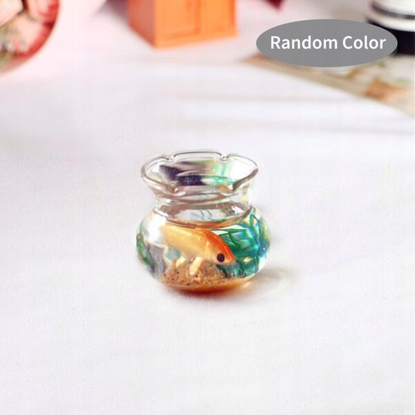 Miniatura casa per bambole 1:12 con acquario rotondo in vetro borosilicato