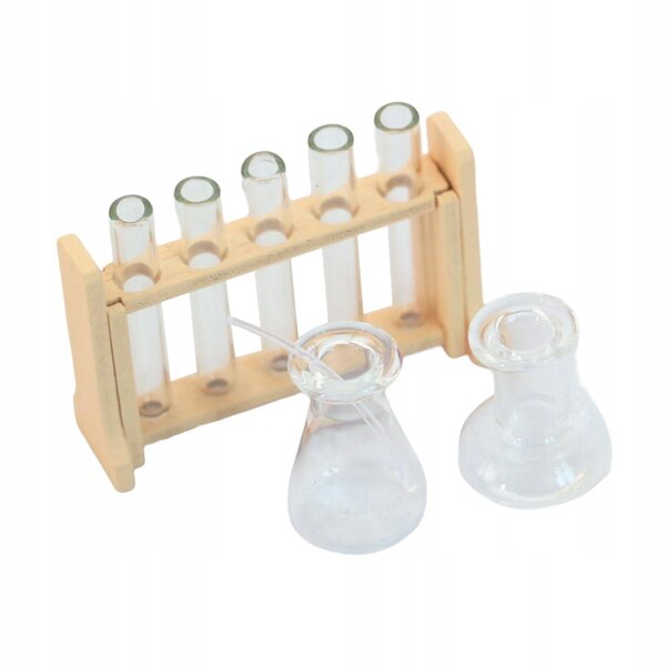 Mini-Reagenzglas-Set im Maßstab 1:12 mit Holzständer für Puppenhaus