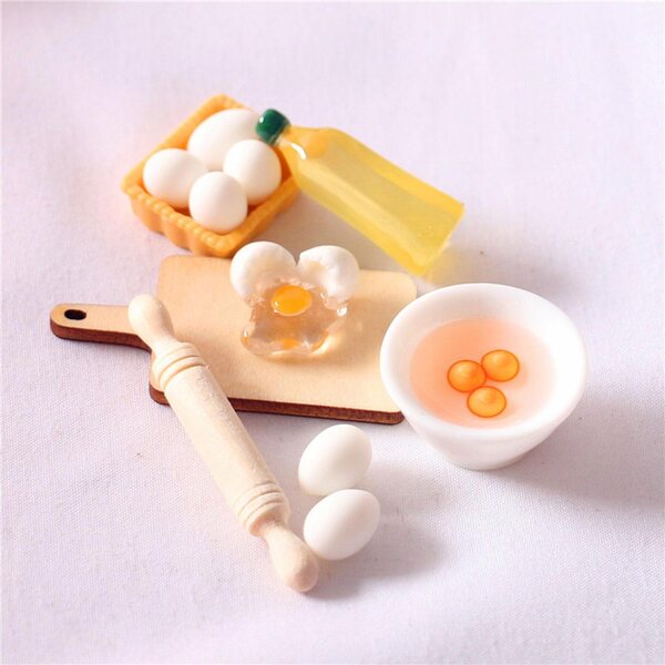 Küchenminiaturen aus Holz für Puppenhäuser, Essenszubehör-Set 1/6 und 1/12