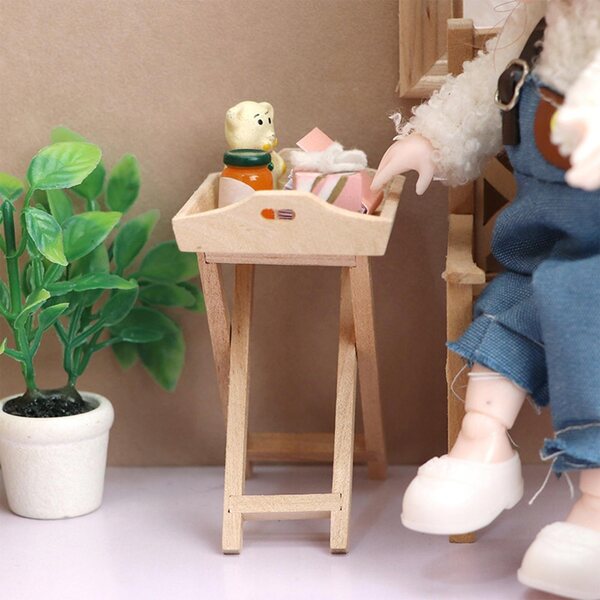 Wood Snack Desserts Rack 1:12 diy Dekoracja Doll House do zabawy w udawanie