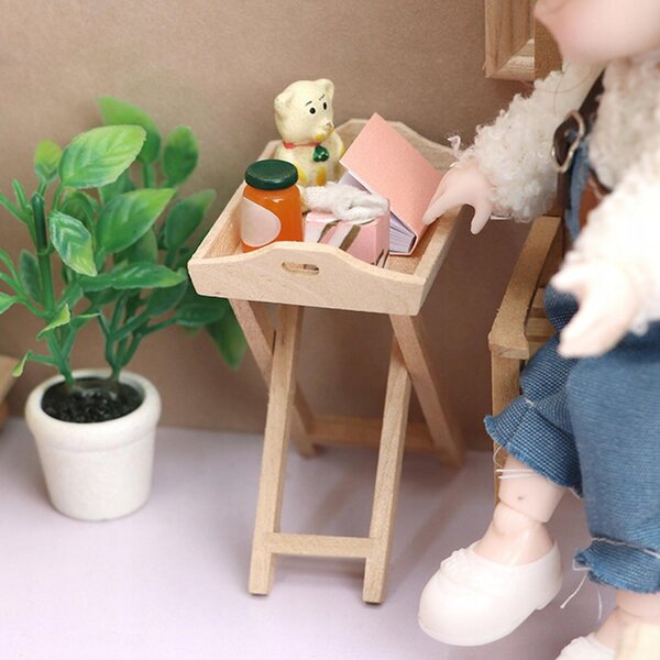 Wood Snack Desserts Rack 1:12 diy Dekoracja Doll House do zabawy w udawanie