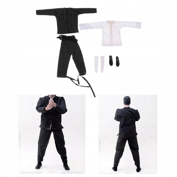 Costume Cinese Kung Fu 1:6 Per Figure Maschili 12 Pollici Nero