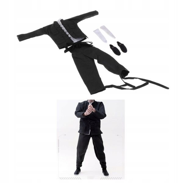 Costume Cinese Kung Fu 1:6 Per Figure Maschili 12 Pollici Nero