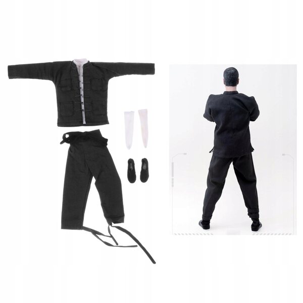 Costume Cinese Kung Fu 1:6 Per Figure Maschili 12 Pollici Nero