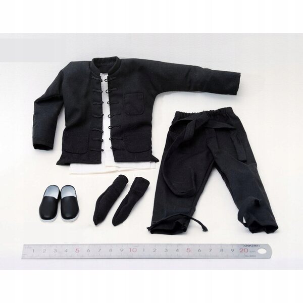 Costume Cinese Kung Fu 1:6 Per Figure Maschili 12 Pollici Nero