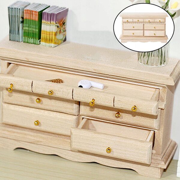 Miniatura credenza in legno per casa delle bambole scala 1:12 con cassetto estraibile