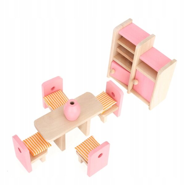 Holzmöbel-Set für Puppenhaus, Rosa, Kinderzubehör