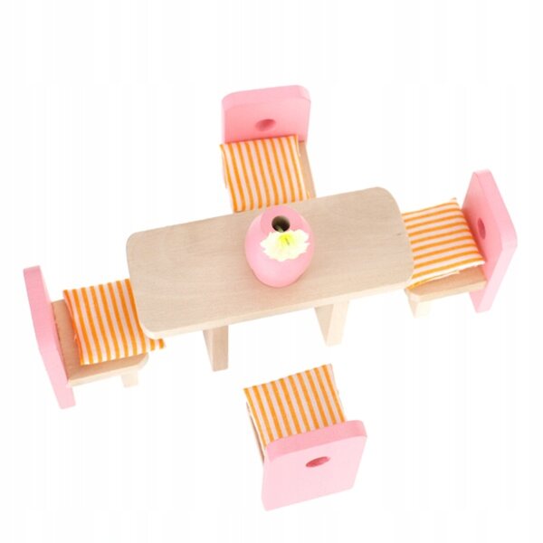 Holzmöbel-Set für Puppenhaus, Rosa, Kinderzubehör
