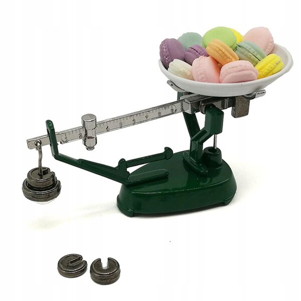 Casa delle bambole 1:6 - bilancia in metallo per la cucina, miniatura fatta a mano