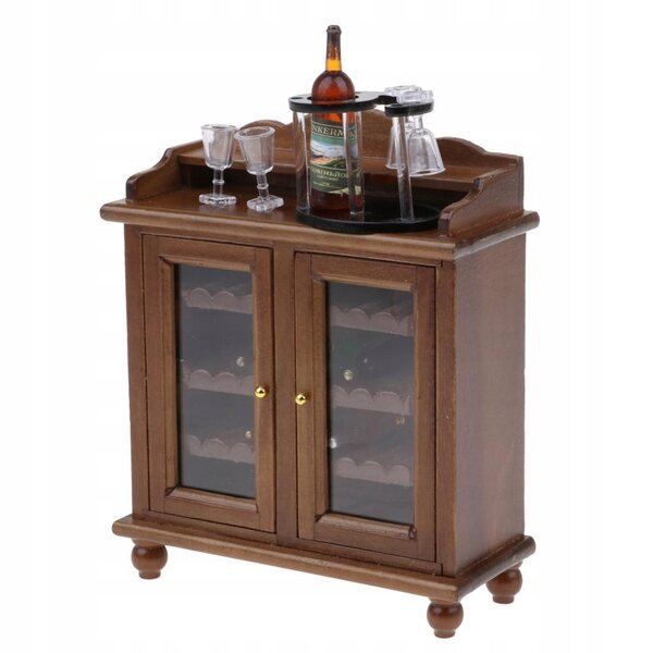 Miniatura 1:12 Mobile Brucia Vino con Bicchieri per Casa delle Bambole