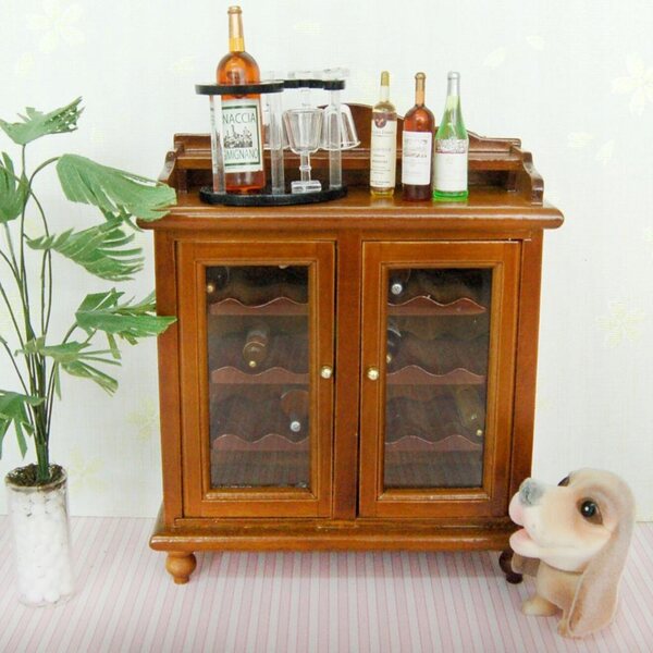 Miniatura 1:12 Mobile Brucia Vino con Bicchieri per Casa delle Bambole