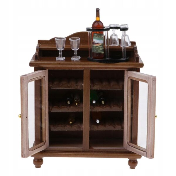 Miniatura 1:12 Mobile Brucia Vino con Bicchieri per Casa delle Bambole