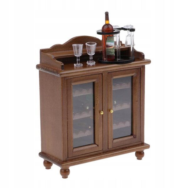 Miniatura 1:12 Mobile Brucia Vino con Bicchieri per Casa delle Bambole