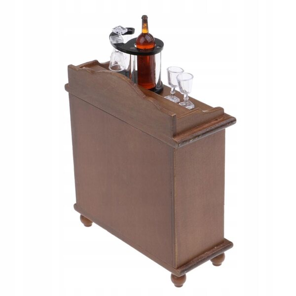 Miniatura 1:12 Mobile Brucia Vino con Bicchieri per Casa delle Bambole