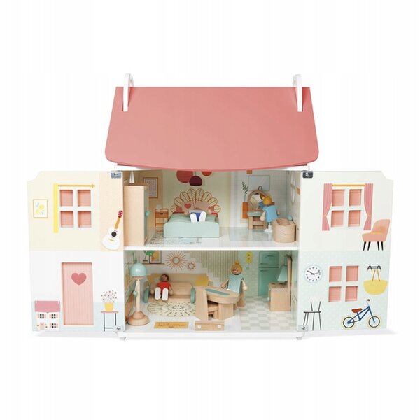 Dollhouse in legno Janod con 15 accessori, 3 piani, gioco creativo per bambini