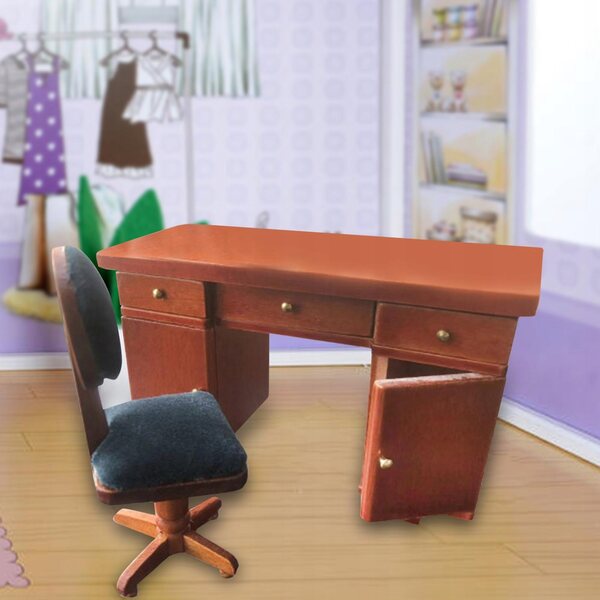 Miniatur-Büromöbel-Set 1:12 Holztisch und Stuhl für Puppenhaus