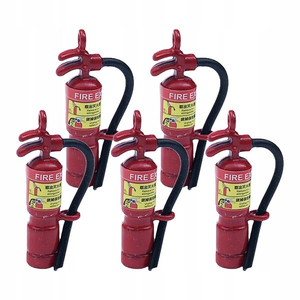 1:12 Mini-Feuerlöscher aus Metall für Puppenhaus – Set mit 5 Dekorationen