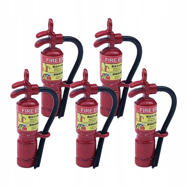 1:12 Mini-Feuerlöscher aus Metall für Puppenhaus – Set mit 5 Dekorationen