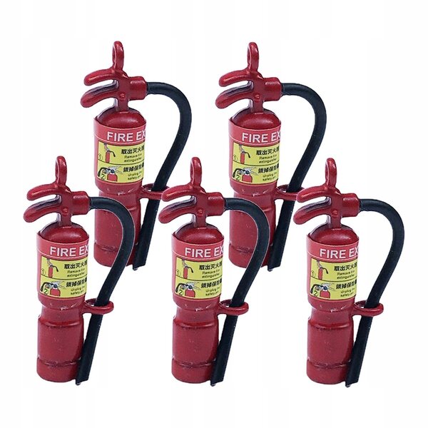 1:12 Mini-Feuerlöscher aus Metall für Puppenhaus – Set mit 5 Dekorationen