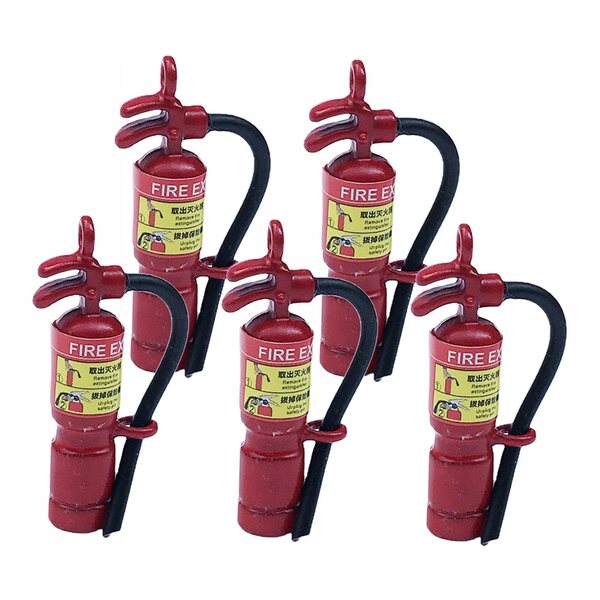 1:12 Mini-Feuerlöscher aus Metall für Puppenhaus – Set mit 5 Dekorationen